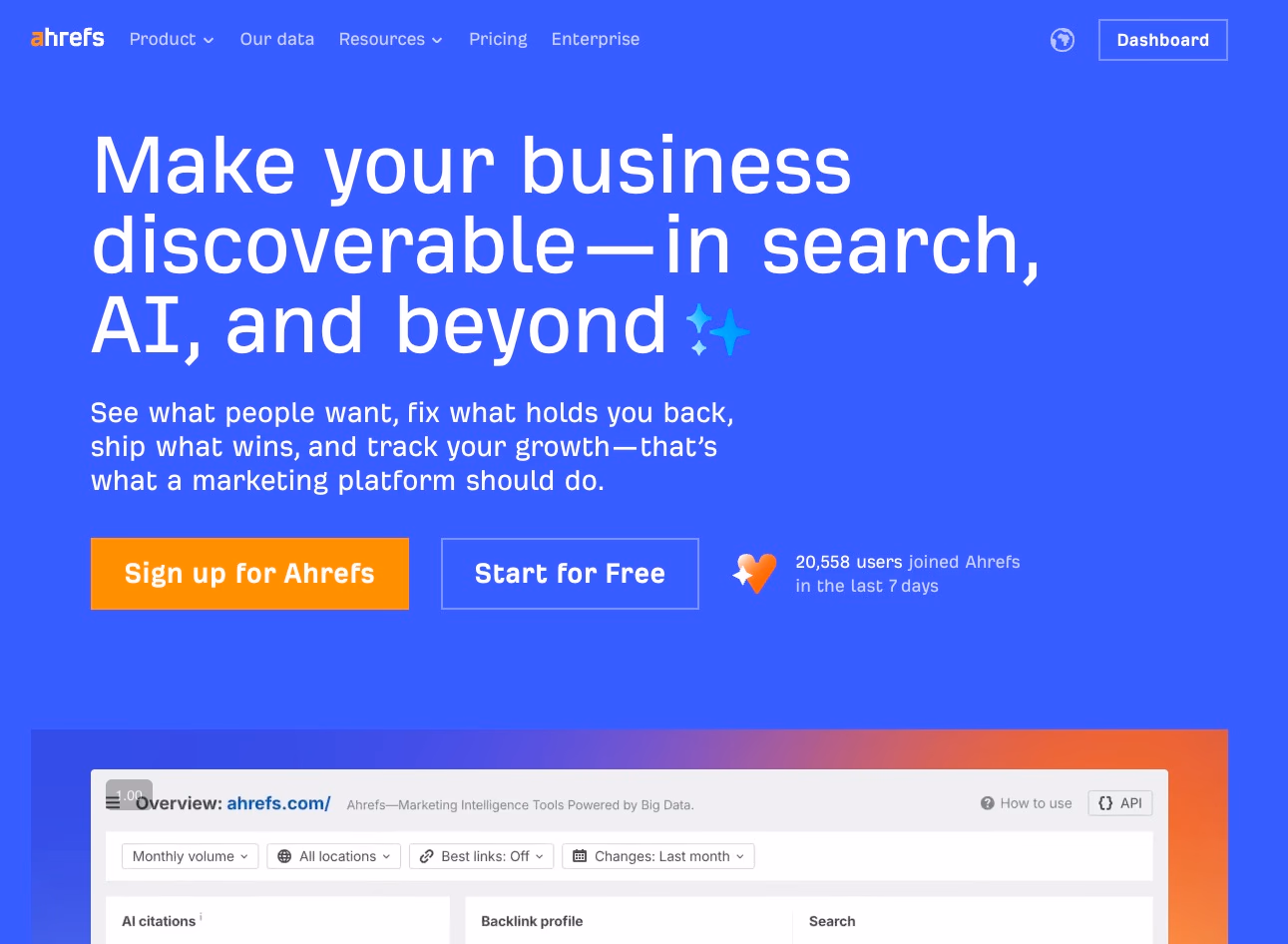 ahrefs homepage screenshot
