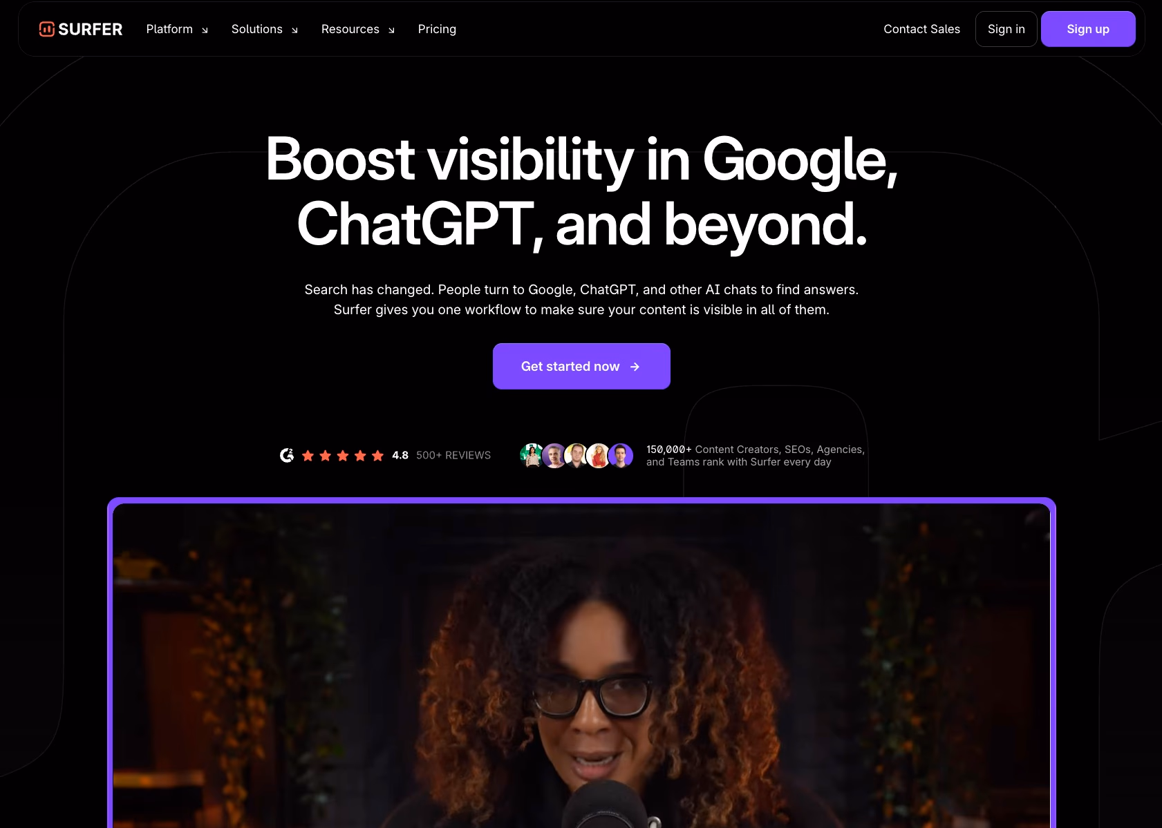 surfer seo website screenshot
