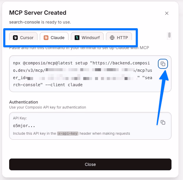 server created output screen